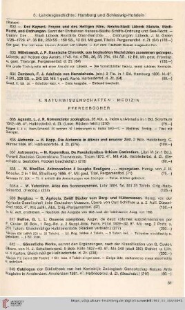 4. Naturwissenschaften, Medizin, Pferdebücher (Nr. 835-914)