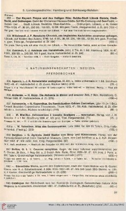 4. Naturwissenschaften, Medizin, Pferdebücher (Nr. 835-914)