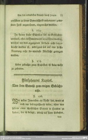 Fünfzehentes Kapitel. Von dem Beweise zum ewigen Gedächtniße