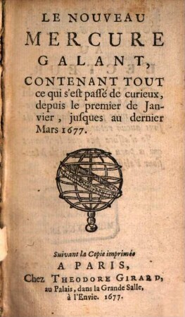 Le nouveau mercure galant. 1677, T. 1 = Janv. - Mars