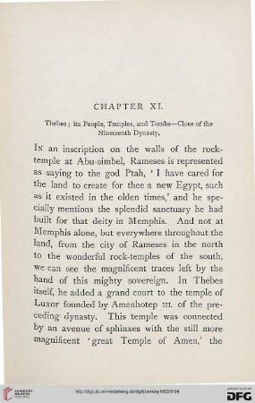 Chapter XI: Thebes ; ists people, temples, and tombs - close of the Nineteenth Dynasty