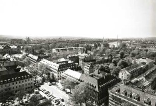 Dresden. Blick vom Turm der Dreikönigskirche über Königstraße und Nieritzschstraße nach Westen