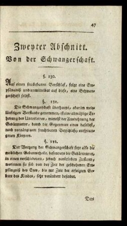 Zweyter Abschnitt. Von der Schwangerschaft