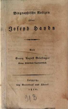 Biographische Notizen über Joseph Haydn