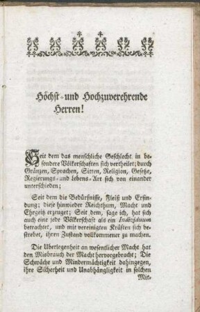 Höchst- und Hochzuverehrende Herren!