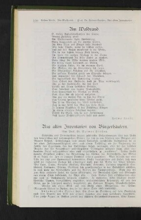 Aus alten Inventarien von Bürgerhäusern