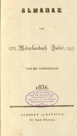 1836: Almanak en naamregister van Nederlandsch-Indie