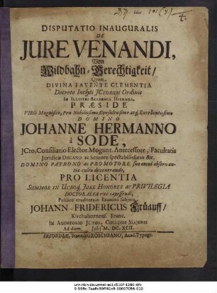 Disputatio Inauguralis De Iure Venandi