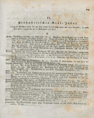 II. Alphabetischer Real-Index