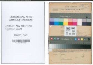 Entnazifizierung Kurt Dahm , geb. 13.07.1907 (Dentist)