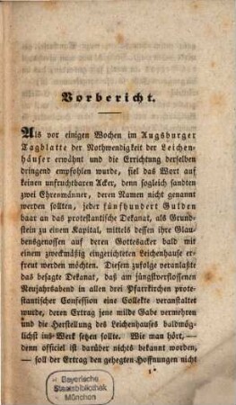 Die absolute Nothwendigkeit der Leichenhäuser zur Verhütung des Unglücks lebendig begraben zu werden