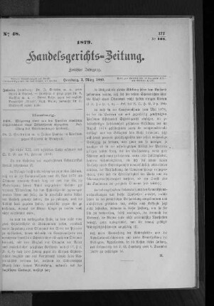 No 48 1879. Handelsgerichts-Zeitung.