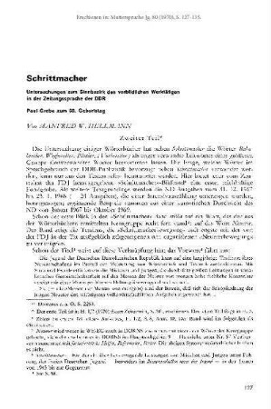 Schrittmacher. Untersuchungen zum Sinnbezirk des vorbildlichen Werktätigen in der Zeitungssprache der DDR. Paul Grebe zum 60. Geburtstag. Zweiter Teil