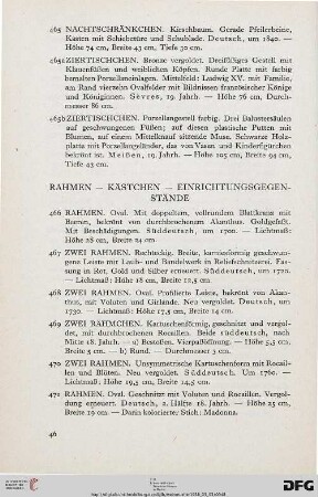 Rahmen – Kästchen – Einrichtungsgegenstände (Nr. 466-520)