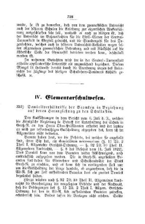 Domicilverhältnisse der Beamten in Beziehung auf deren Heranziehung zu den Schullasten : [IV. Elementarschulwesen]