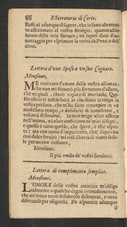 Lettera di complimento semplice.