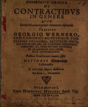 Dissertatio Iuridica De Contractibus In Genere