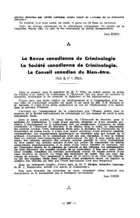 597, La Revue canadienne de Criminologie