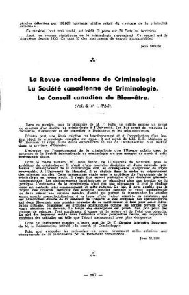 597, La Revue canadienne de Criminologie