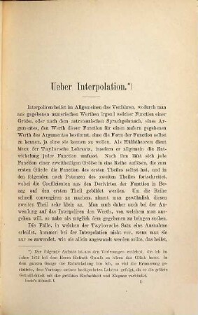 Gesammelte mathematische und astronomische Abhandlungen, 1. Allgemeines betreffend Rechnungsmethoden