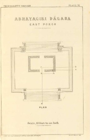Plate VI. Abhayagiri Dágaba. East porch. Plan.