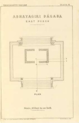 Plate VI. Abhayagiri Dágaba. East porch. Plan.