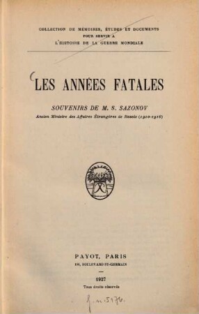 Les années fatales