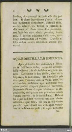 Aquae Destillatae Simplices