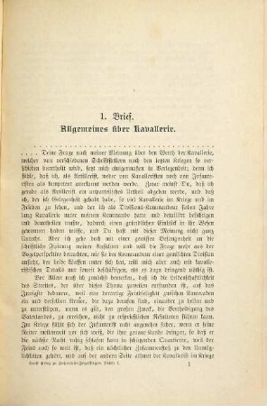 Militärische Briefe, 1. Über Kavallerie