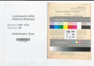 Entnazifizierung Erich Hoelzermann , geb. 05.06.1898 (Landwirtschaftsrat)