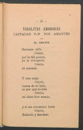 Vidalitas amorosas : Cantadas por dos amantes