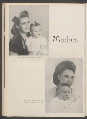Madres : [Fotografías de] Sra. Susana Puig de Barriola y su hijito [y] Sra. Gladys Díaz Risso de Trabal Cortez y su hijito Antonio María