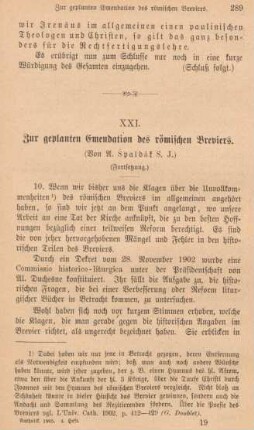 289-297 Zur geplanten Emendation des römischen Breviers : Fortsetzung