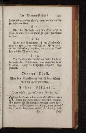 Vierter Theil. Von den Krankheiten der Geburtstheile und der Gebährmutter.