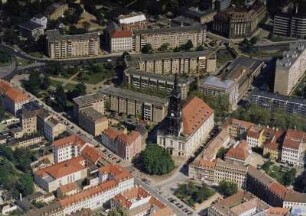 Hauptstaatsarchiv : Innere Neustadt mit Königstraße, Dreikönigskirche, Hauptstraße, Albertstraße und Hauptstaatsarchiv (Sächsisches Staatsarchiv)