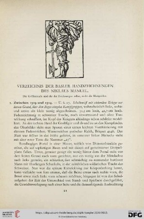 Verzeichnis der basler Handzeichnungen des Niklaus Manuel (Nr. 1-89)