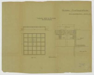 Thiersch, Friedrich von; München; Justizpalast - Fußboden - Gitter Zentralhalle (Ansicht, Schnitt); Betongewölbe (Schnitt)