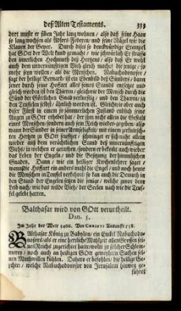 Balthasar wird von Gott verurtheilt. Dan. 5.