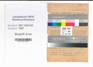 Entnazifizierung Ernst Berghoff, geb. 23.05.1887 (Polizeibeamter)