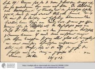 Brief vom 22.05.1907