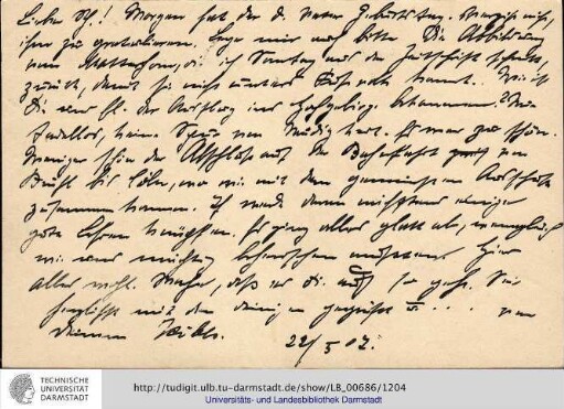 Brief vom 22.05.1907