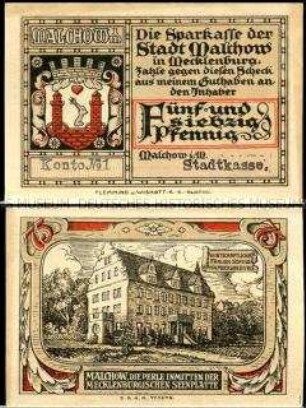 Malchow, Notgeldserie, 75 Pfennig