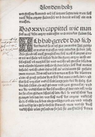 Das XXVI. cappittel wie man sich nach diser artzney mit essen und trincken halten sol.