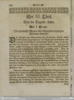 Die I. Frage. - Die XXX. Frage und Geschicht.