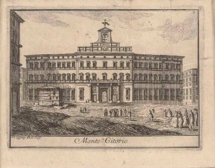 Monte Citorio (Der Palazzo Montecitorio in Rom), Illustration in: Pietro Rossini: Il Mercurio errante delle grandezze di Roma, Rom 1750