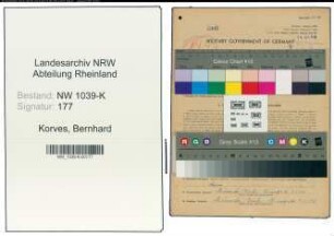 Entnazifizierung Bernhard Korves , geb. 21.10.1901 (Angestellter)