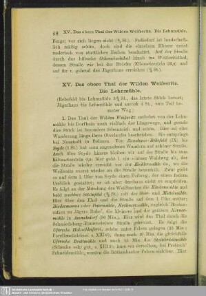 XV. Das obere Thal der Wilden Weisseritz. Die Lehnmühle