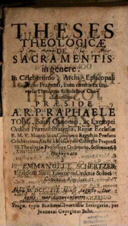 Theses theol. de sacramentis in genere