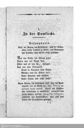 I. In der Domkirche.