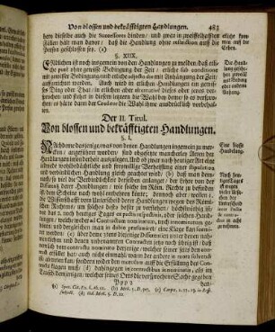 Der II. Titul. Von blossen und bekräfftigten Handlungen.